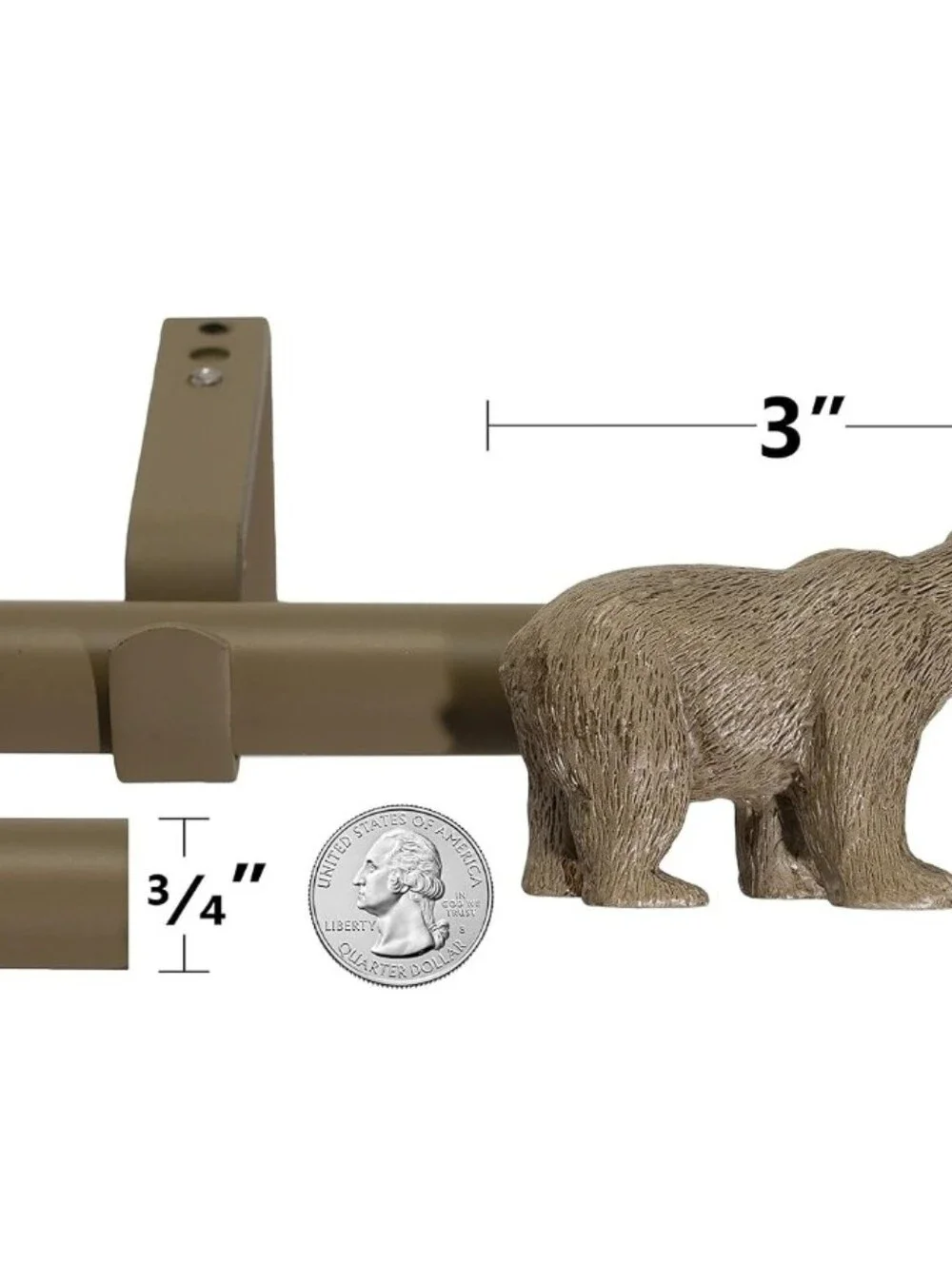 Beige/White Buffalo Check Tie-Up Curtain and Bear Curtain Rods